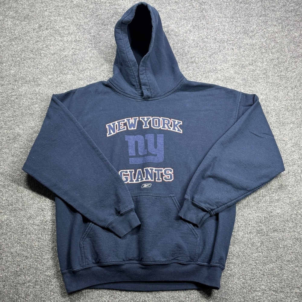 Reebok New York Giants Hoodie Mens L Blue NFL Football Pullover